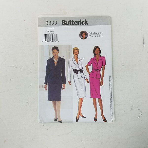 Butterick 3399 Diahann Carroll Jacket Skirt Suit Sewing Patterns Womens 14-16-18