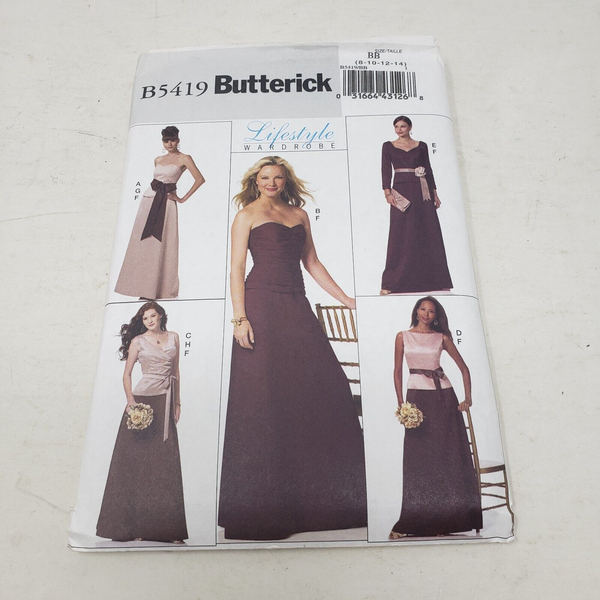 BUTTERICK Sewing Pattern B5419 Women Sz 8-10-12-14 Formal Maxi Skirt Outfit Set