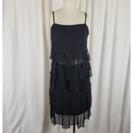 NWT She's 1920's Look Black Silk Flapper Handkerchief Skirt & Top Set Womens M