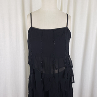 NWT She's 1920's Look Black Silk Flapper Handkerchief Skirt & Top Set Womens M