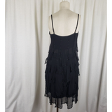 NWT She's 1920's Look Black Silk Flapper Handkerchief Skirt & Top Set Womens M