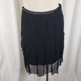 NWT She's 1920's Look Black Silk Flapper Handkerchief Skirt & Top Set Womens M