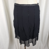NWT She's 1920's Look Black Silk Flapper Handkerchief Skirt & Top Set Womens M