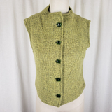 Jones Limited Band Collar Merino Wool Silk Button Up Outdoor Vest Womens XS