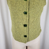 Jones Limited Band Collar Merino Wool Silk Button Up Outdoor Vest Womens XS