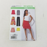Simplicity Sewing Easy Pattern Skirt Pants Shorts 2608 Womens 4 6 8 10 12 UNCUT