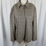 Jones New York Country Plaid Silk Wool Jacket Womens 18 Zip Up Placket Front 80s