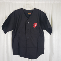 Vintage The Rolling Stones Embroidered Patch Baseball Jersey Mens L Brockum Lips