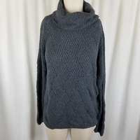 Coldwater Creek Cowl Neck Turtleneck Sweater Womens S Abstract Knit Charcoal