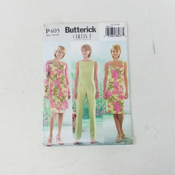 Butterick B405 Chetta B Top Pants Coat Dress Sewing Patterns Womens sz 12-14-16