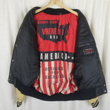 Vintage Michael Hoban Where MI Budweiser USA Flag Leather Bomber Jacket Mens L