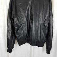 Vintage Jose Luis Black Lamb Leather Cafe Bomber Baseball Jacket Mens 44R USA