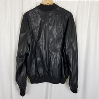 Vintage Jose Luis Black Lamb Leather Cafe Bomber Baseball Jacket Mens 44R USA