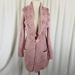 John Fashion Sweater Flower Coat Knit Long Cardigan Womens L Coatigan Rose Shawl