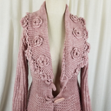 John Fashion Sweater Flower Coat Knit Long Cardigan Womens L Coatigan Rose Shawl