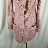 John Fashion Sweater Flower Coat Knit Long Cardigan Womens L Coatigan Rose Shawl