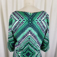 Banana Republic Psychadelic Geometric Shift Boat Neck Dress Womens 8 Black White