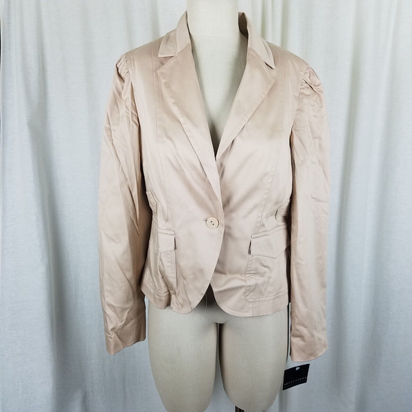 Apostrophe Musee D'orsay  Biscotti Cropped Jacket Blazer Womens 12 Stretch Tan