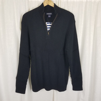 Vintage Lands End Ribbed Mock Neck Half Zip Cotton Henley Sweater Mens XL Japan