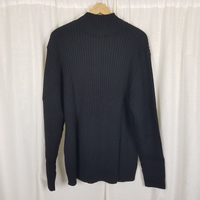 Vintage Lands End Ribbed Mock Neck Half Zip Cotton Henley Sweater Mens XL Japan