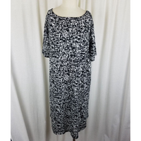 J.Jill Wearever Collection Stretch Shift Dress Womens M Black & White Abstract