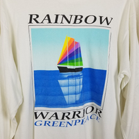 Vintage Greenpeace Rainbow Warriors LS TShirt Mens XL 80s Ship Save the Whales