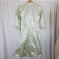 Antique French Satin Long Night Dress Shirt Mens Womens Unisex XS S Pinstripes