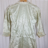 Antique French Satin Long Night Dress Shirt Mens Womens Unisex XS S Pinstripes