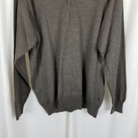 Vintage Gran Sasso Silk Cashmere Polo Collared Henley Sweater Mens 54 XL Brown