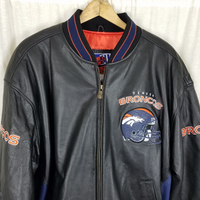 Vintage GG-III Carl Banks Denver Broncos Leather Bomber Jacket Mens XL Patch 90s
