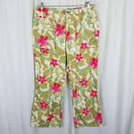 Oilily Hawaiian Hibiscus Floral Cropped Capris Culottes Pants Womens 6 Colorful