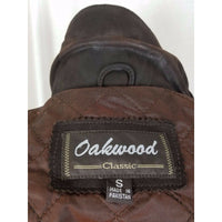 Oakwood Classic Brown Leather Full Zip Up Half Belted Insulated Jacket Womens S