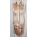 Vero Moda Satin Dress Fitted Bodycon Sexy Built in Scarf Faux Wrap Womens M Nude