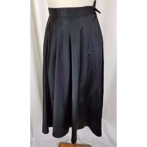 Vintage Designer Mademoiselle G New York Black Satin Swing Skirt Womens XS S MCM