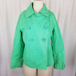LL Bean Canvas Cotton Swing Jacket Double Breasted Peacoat Womens S Spring Green