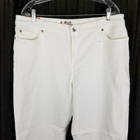 LL Bean Petites Comfort Knit Classic Fit White Denim Blue Jeans Womens 18P NWOT