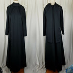 Vintage Black Weighted Built In Scarf Neckline Long Maxi Flowing Dress Womens M