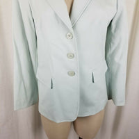 Talbots Petites Stretch Tailored Button Up Blazer Jacket Womens 10P Pastel Blue
