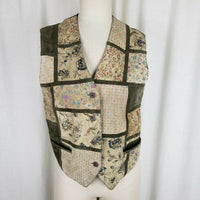 Leather Sound Pig Suede Patchwork Vest Buckle Back Womens S Boho Hippie Country