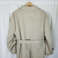 John Weitz by Casualcraft Insulated Belted Trench Coat Mens 46R Faux Fur Liner