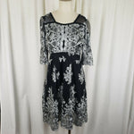 Mod Vintage 60s Twiggy Space Age Fit & Flare Twirl Dress Sheer Lace Womens M L