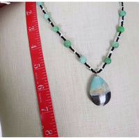 Renees Renderings Agate Quartz Green Beads Beaded Necklace Earrings Set Jewelry