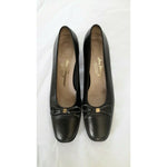 Salvatore Ferragamo Boutique Snake Skin Look Bow Low Heel Black Italy Womens 6