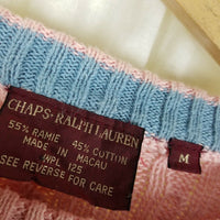 Vintage Chaps Ralph Lauren Cable Knit Sweater Mens M Crew Neck Horse Head Logo