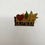 I Heart Hawaii Metal Hat Pin Lapel Travel Vintage Love Gold Hawaiian Hibiscus