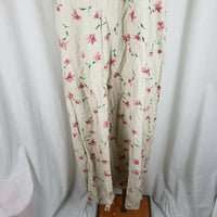 LL Bean Modest Maxi Linen Floral Prairie Dress Womens 18 Vintage Cottage Core