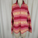 LL Bean Fleece 1/4 Zip Up Nordic Snowflake Lightweight Shirt Jacket Womens L XL