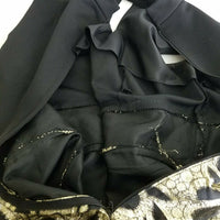Vintage Black & Gold Metallic Maxi Floral ALine Keyhole Dress Womens S M Party