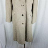 Vintage Tan Wool Half Belted Back Fit & Flare Peacoat Coat Womens S Fuzzy Winter