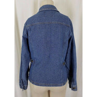 Billy Jeans Herringbone Denim Blue Jean Jacket Womens M Zip Up Indian Chief Logo